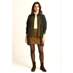 Marc O'Polo Organic Cotton Jersey Mini Skirt Earthy Moss Brown-Green NWT L